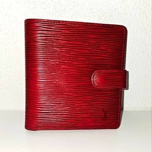 Louis Vuitton Red EPI Leather Compact Wallet Unisex